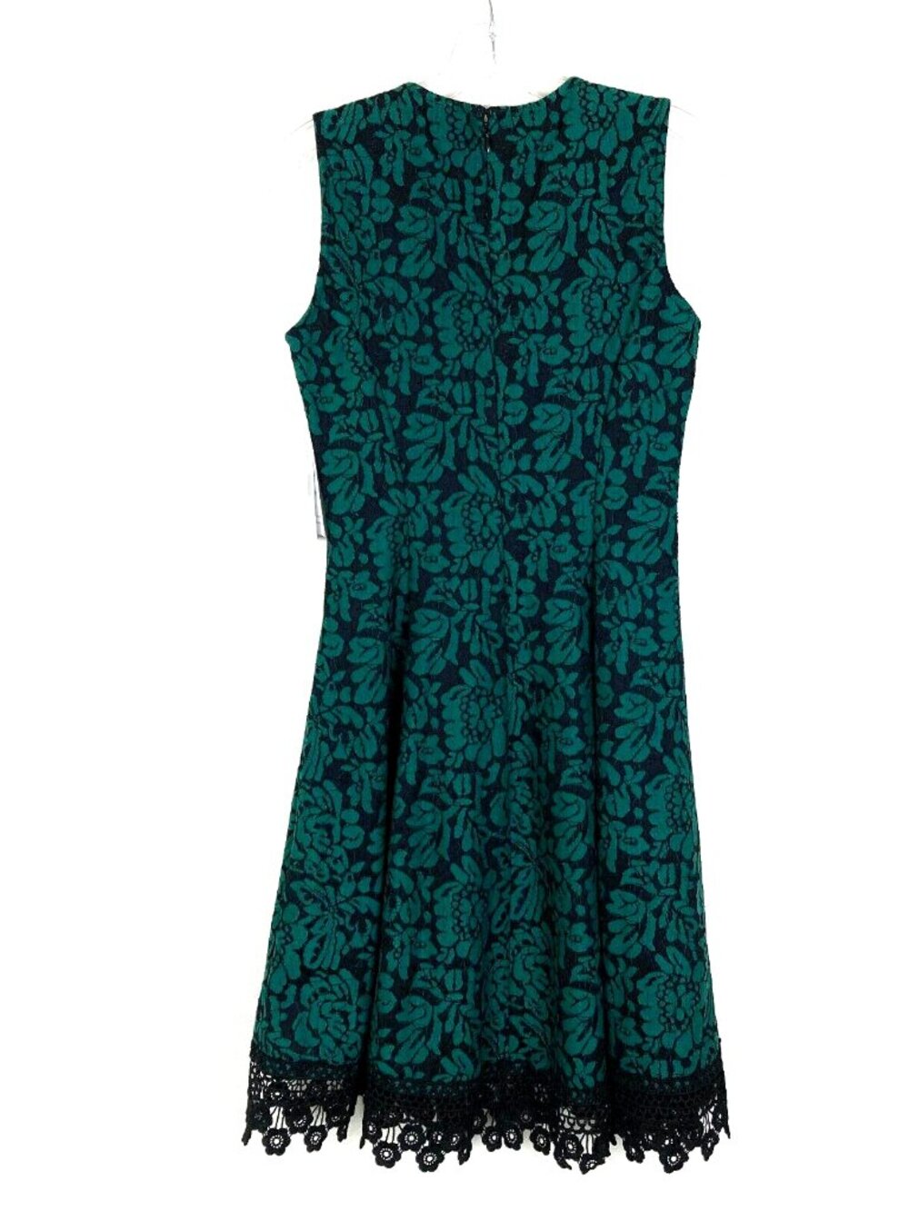 Donna Ricco NWT A-Line Dress Size 8 Green Black Lace Sleeveless Knee Length- NEW - Picture 4 of 6